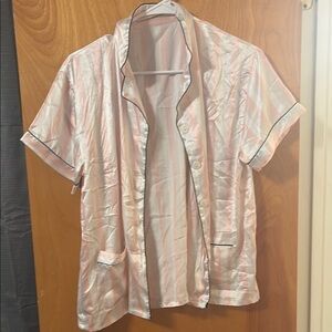 Pink Satin Button-Up Top